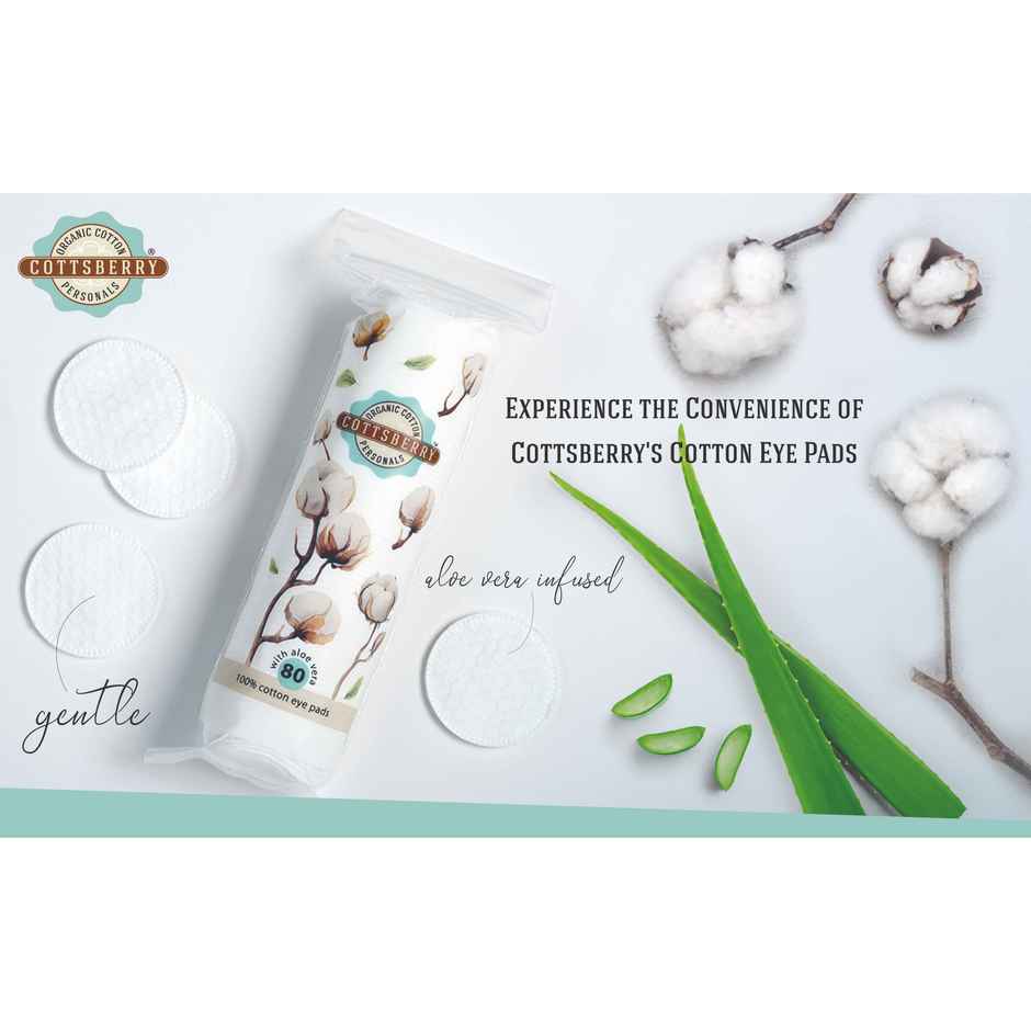 Cottsberry Organic Cotton Round Eye Pads with Aloevera