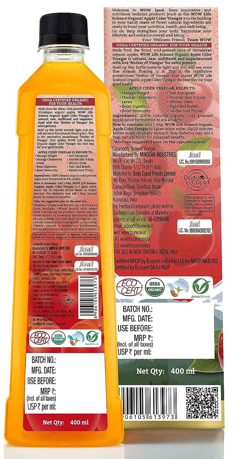 WOW Life Science Organic Apple Cider Vinegar