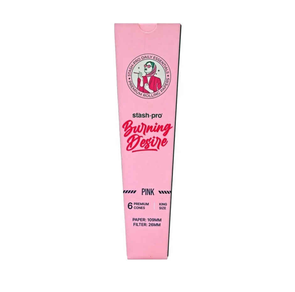 Stash-Pro Burning Desire Pink Cone Rolling Paper By Stash Pro(Pack)