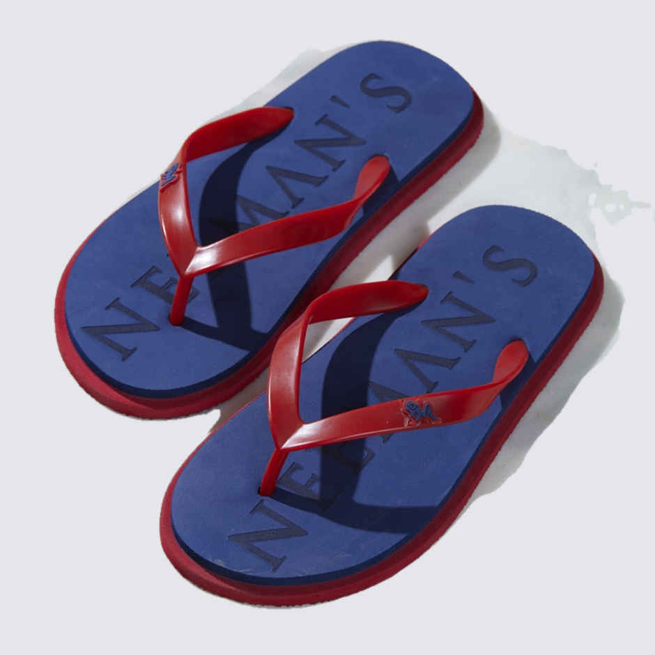 Neemans Unisex Eco Classic Slippers | Blue with Red - UK 7