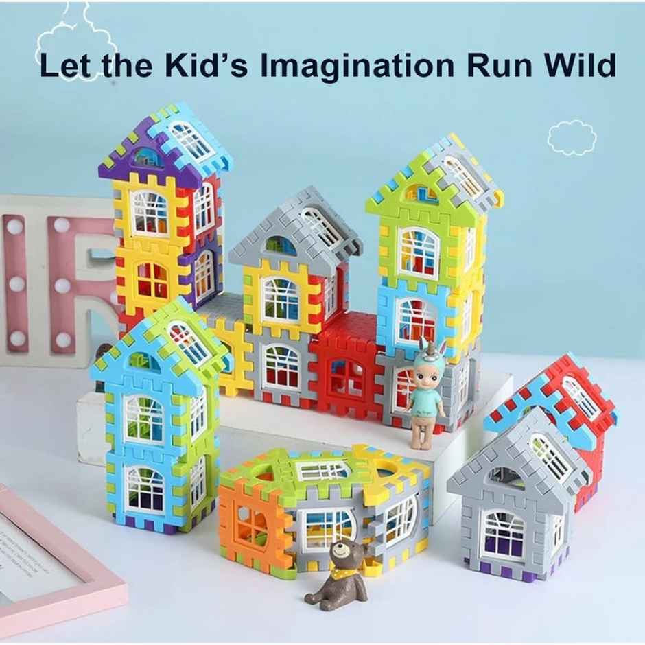 Fablue Kids 72 Pcs Blocks Toys - Play And Learn House Building Blocks Construction Toy With Windows