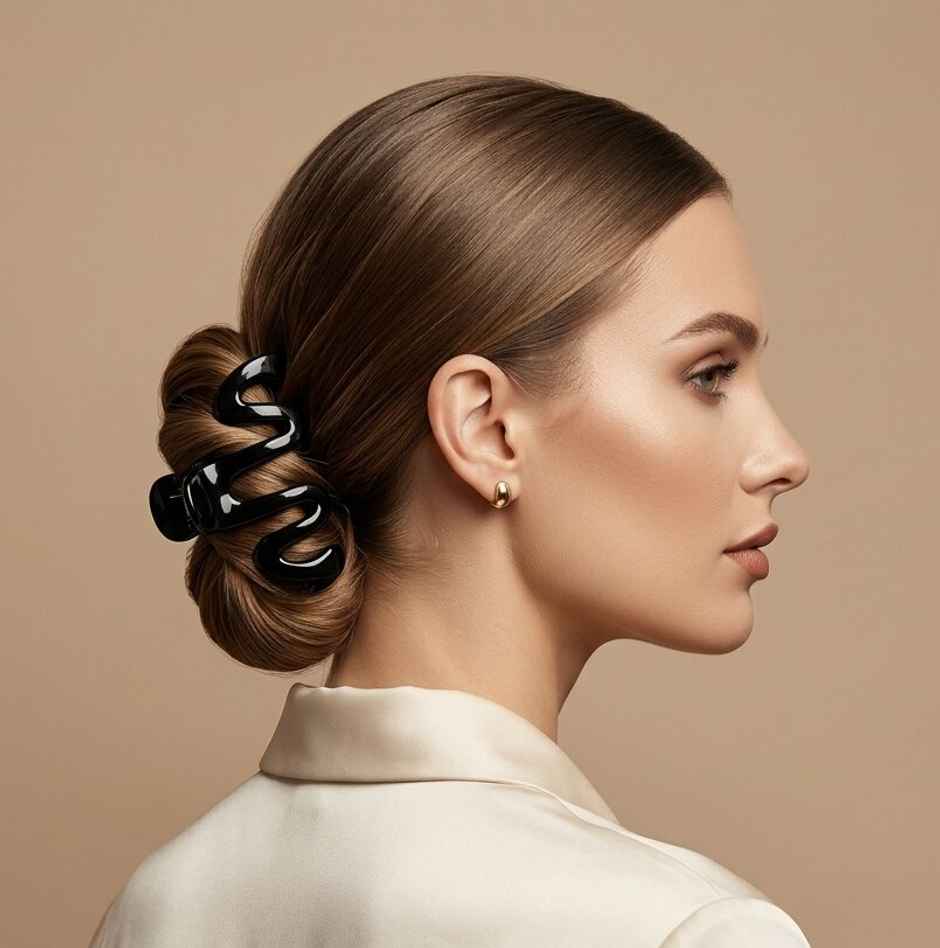 Zig Zag Claw Clip Mediumfor Girls and Women - Black and Brown