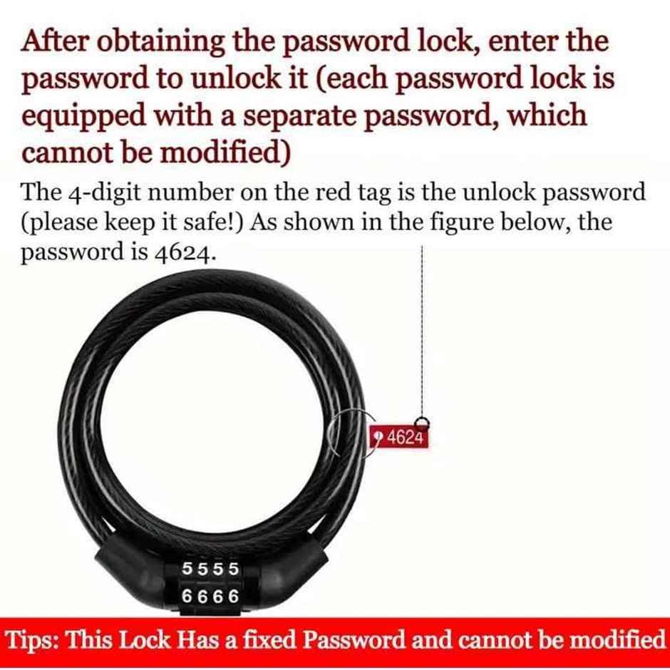 Motorzee Numeric Lock for bike and cycle