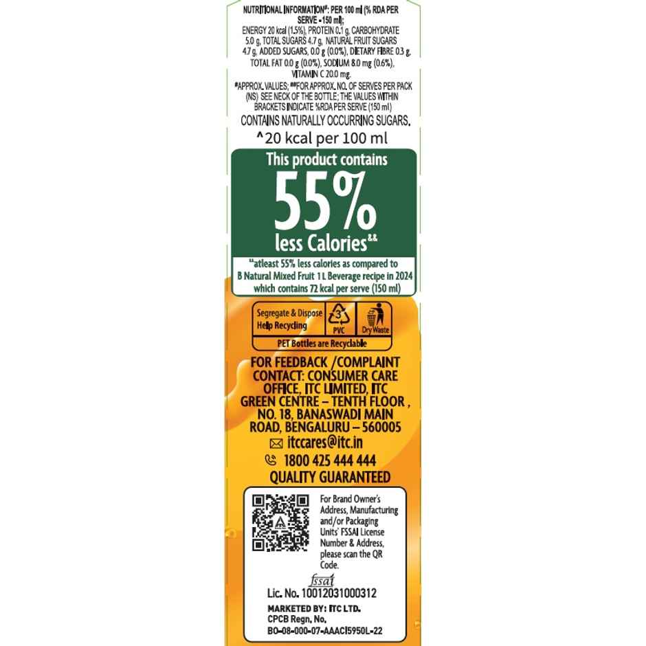 B Natural Mixed Fruit No Added Sugar | Refreshing & Enjoyable