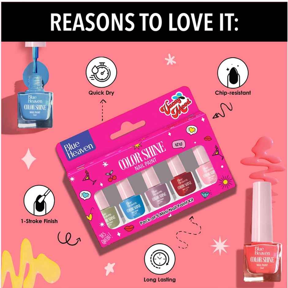 Blue Heaven Color Shine Nail Polish Kit  (5pcs) & Bella Vita Organic Luxury Perfumes Gift Set For Women  (80ml) Combo