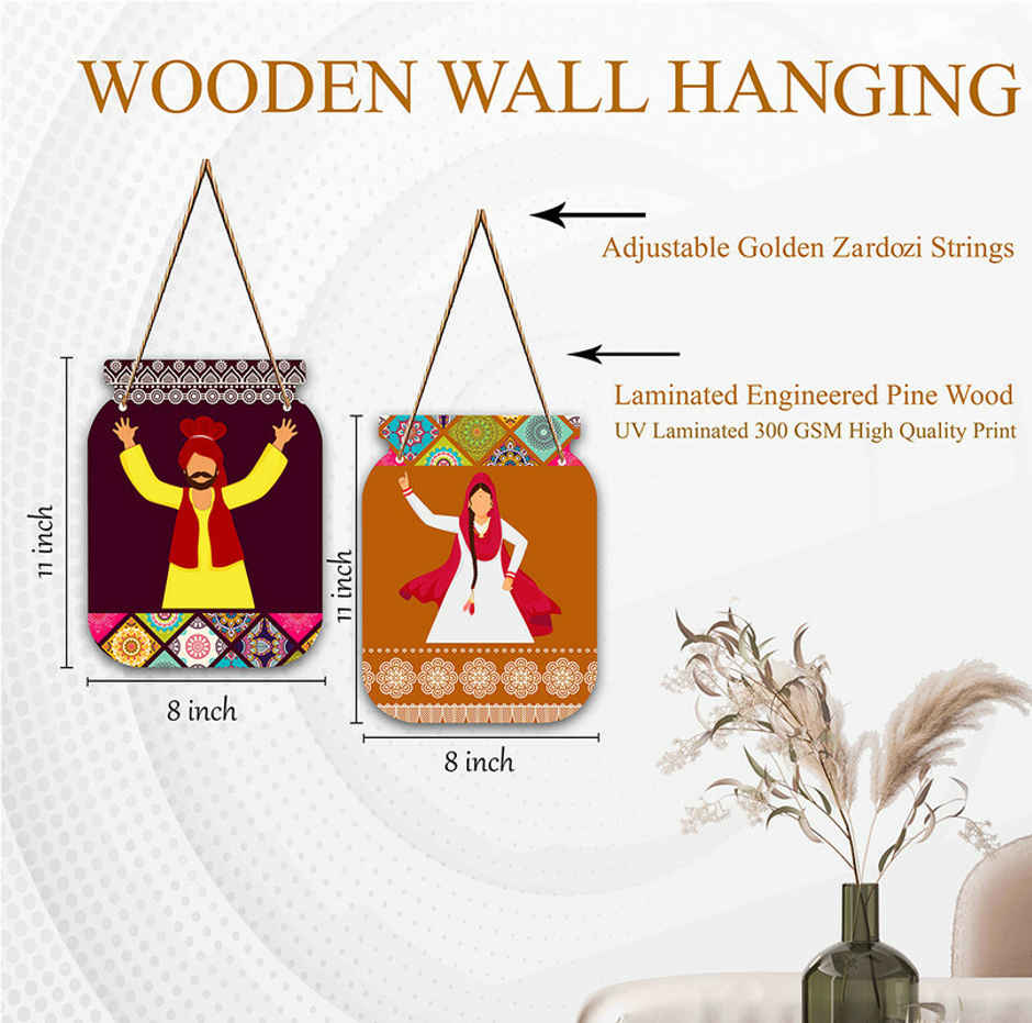 Saf Set Of 2 Jar Shape Mdf Designer Wall Hanging|Wall Decoration|Whb-J-07