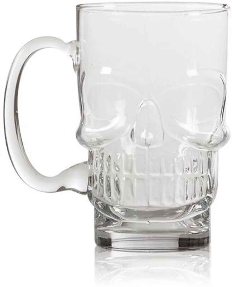 Roxx Skull Mug | 500 ml | Unique Graphic Design | Durable Glass | Perfect for Themed Parties