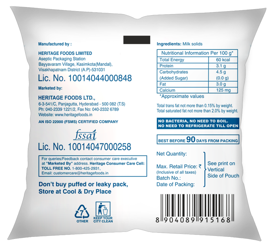 Heritage Special Long Life Toned Milk (Pouch) Combo