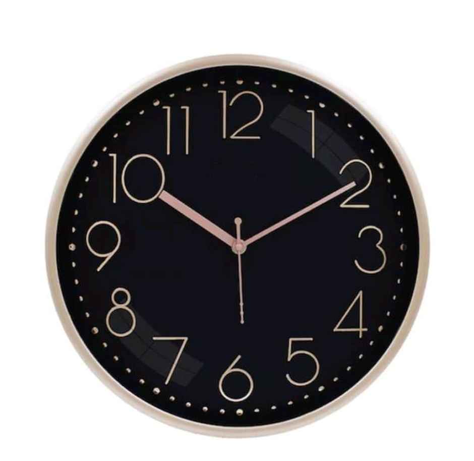 Homeharmony 12 Inch Modern Plastic Stylish Non Ticking Silent Analog Wall Clock - Rose Gold