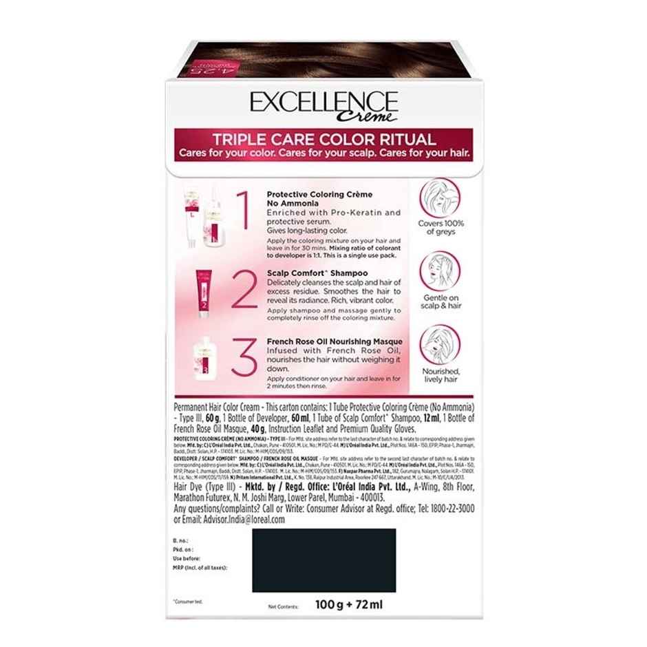L'Oreal Paris Excellence Creme Hair Color, 4.25 Aishwarya's Brown