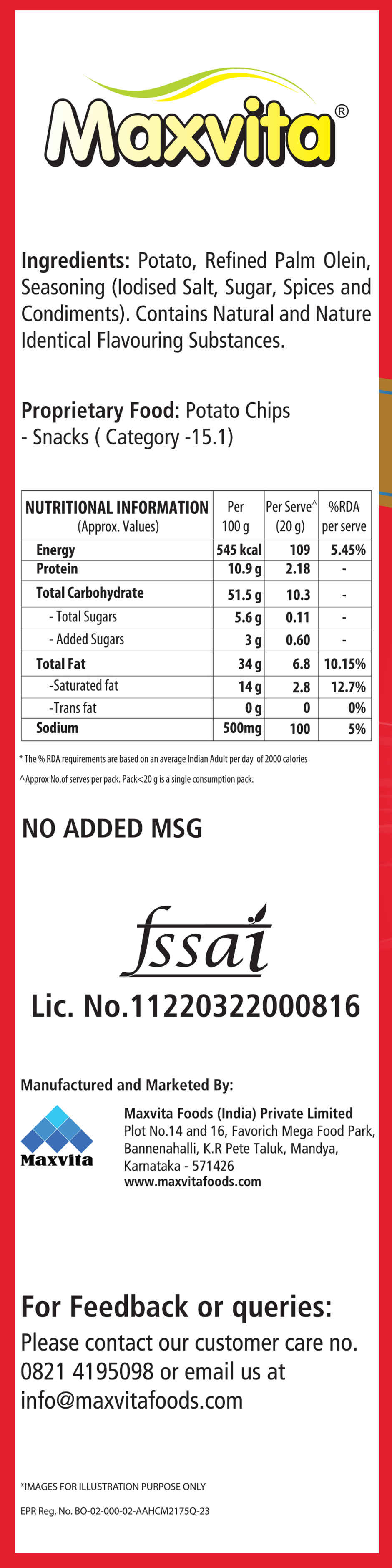 Maxvita Potato Chips Party Packs Tomato Ketchup