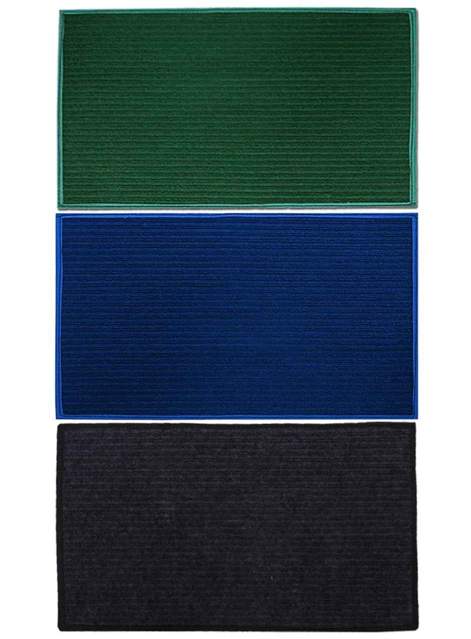 Kuber Industries Microfiber Anti Slip 3 Pieces Door Mat | 36 x 79 cm | Blue, Grey & Green
