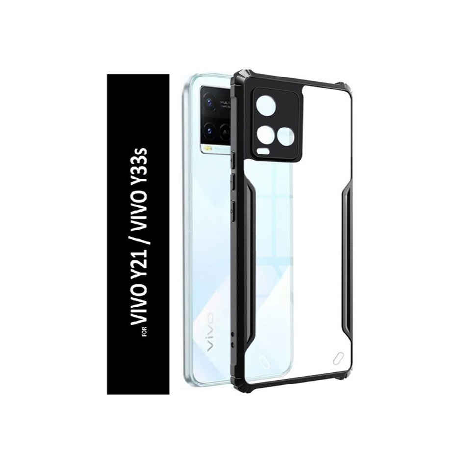 Kwine Case Vivo Y21 / Y33S Back Cover - Black Bordered Transparent Case