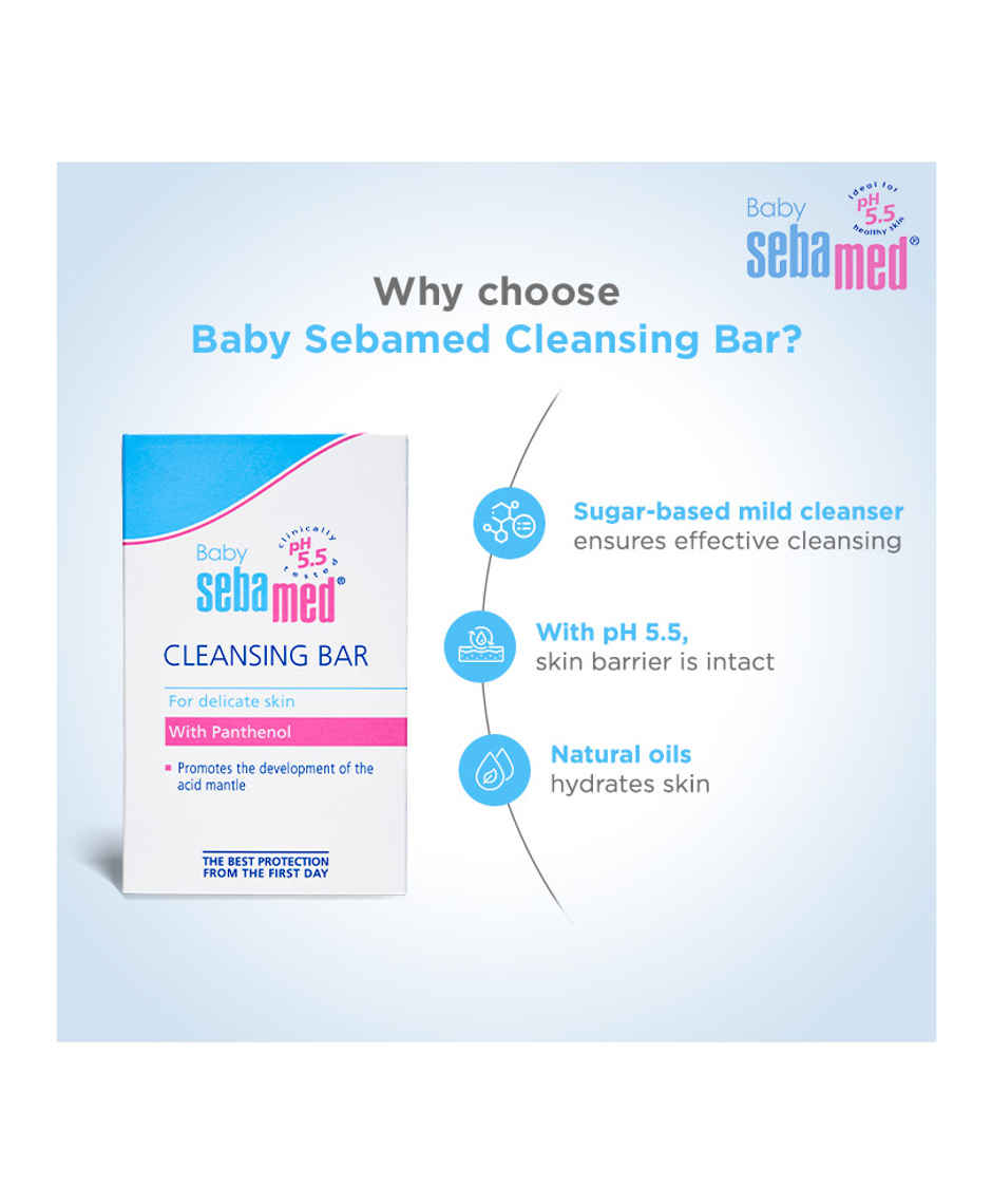 Baby Sebamed Cleansing Bar | pH 5.5 | Newborn bathing | Soap Free | Tear Free