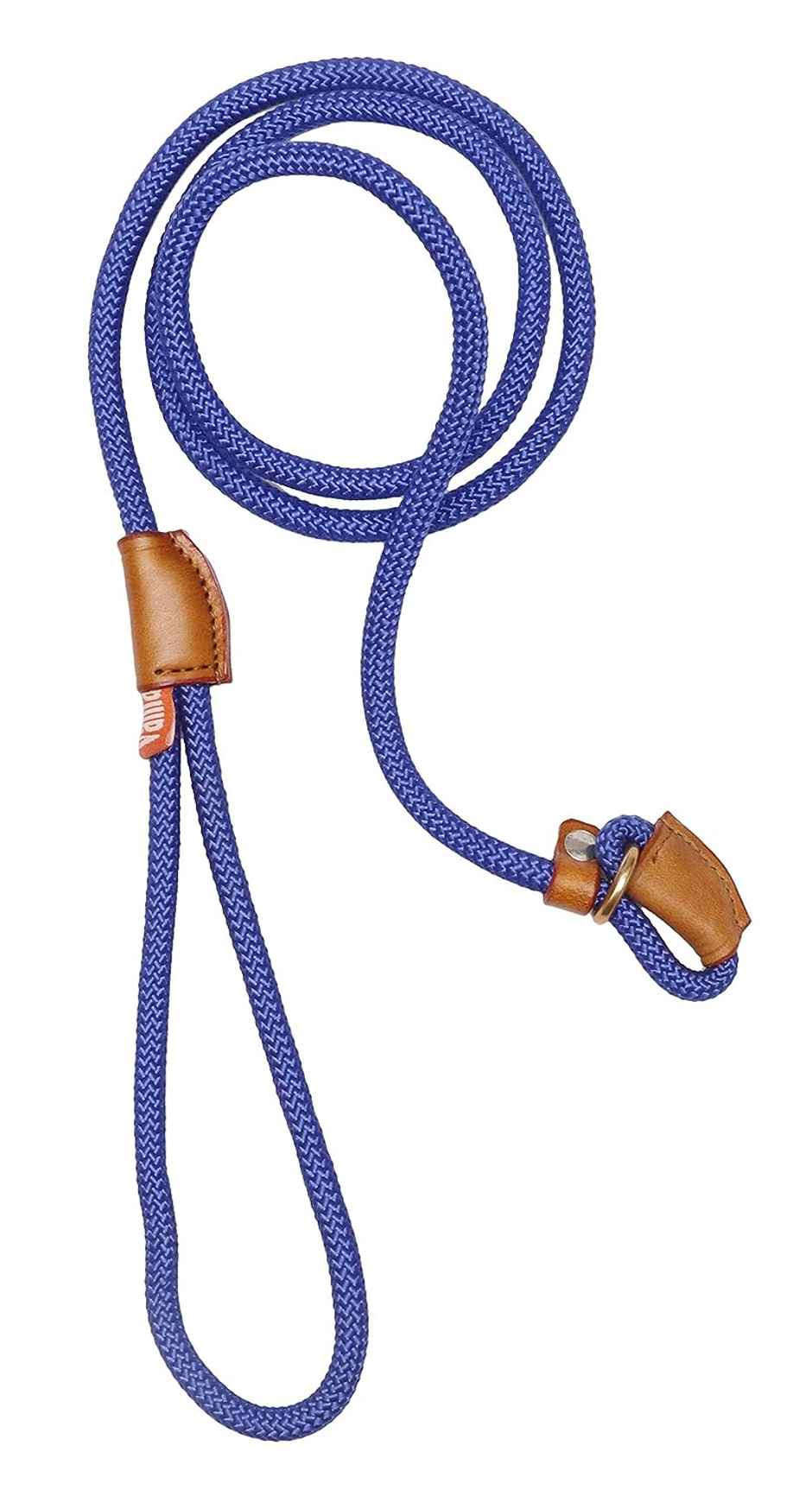 Vama Leathers British Style Slip Training Leash Heavy Duty Rope With Brass Ring-1 Cm X 5 Feet-Blue