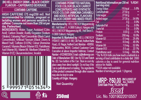 Hell Energy Drink Black Cherry