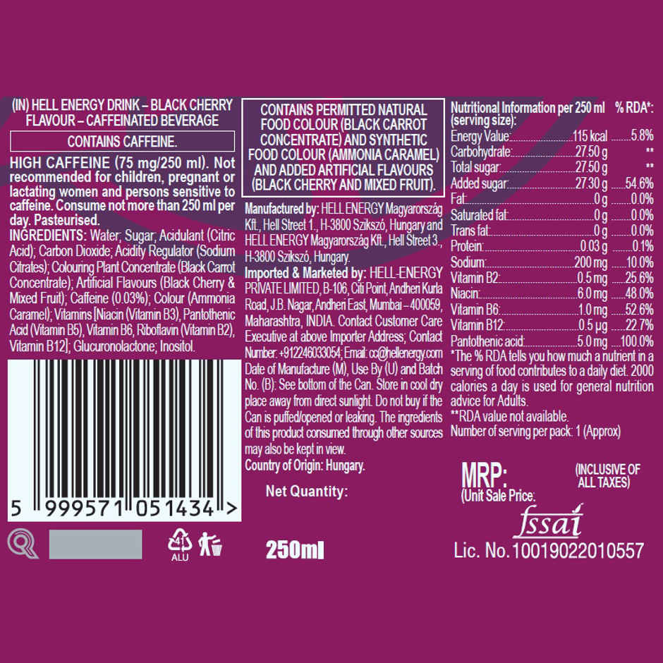 Hell Energy Drink Black Cherry Combo   
