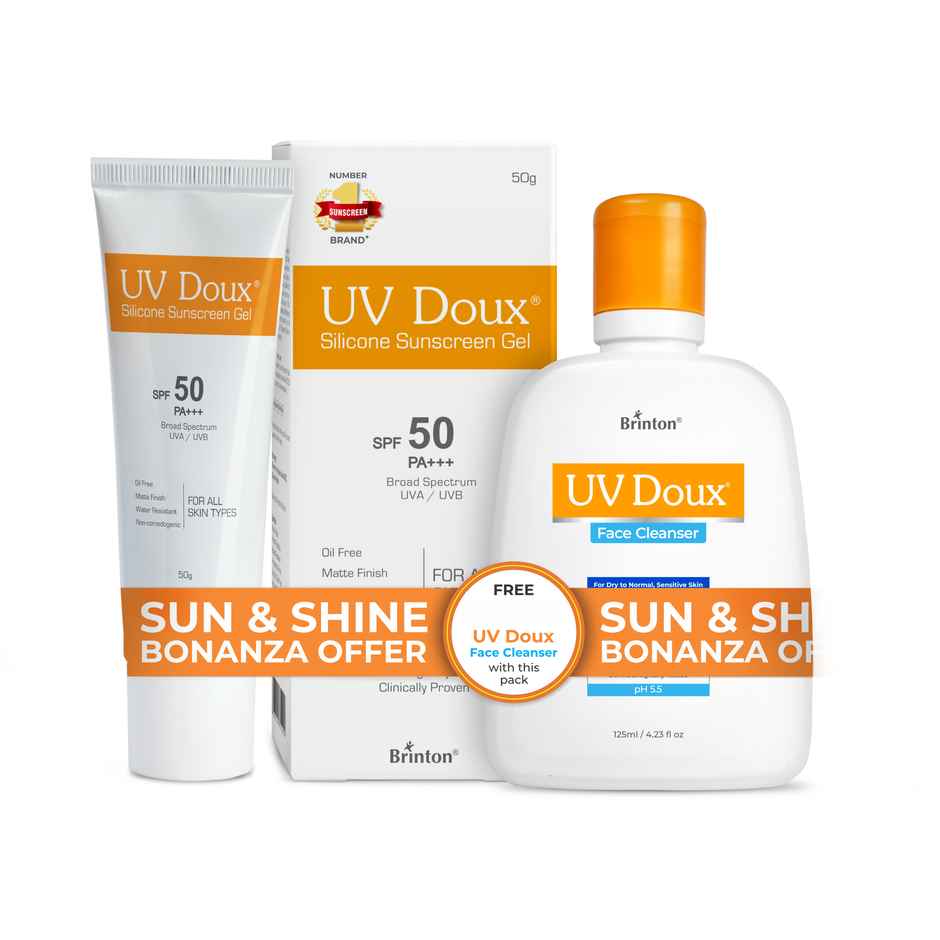 UV Doux Sunscreen Gel Spf50 Pa+++ & Uv Doux Face Cleanser Combo