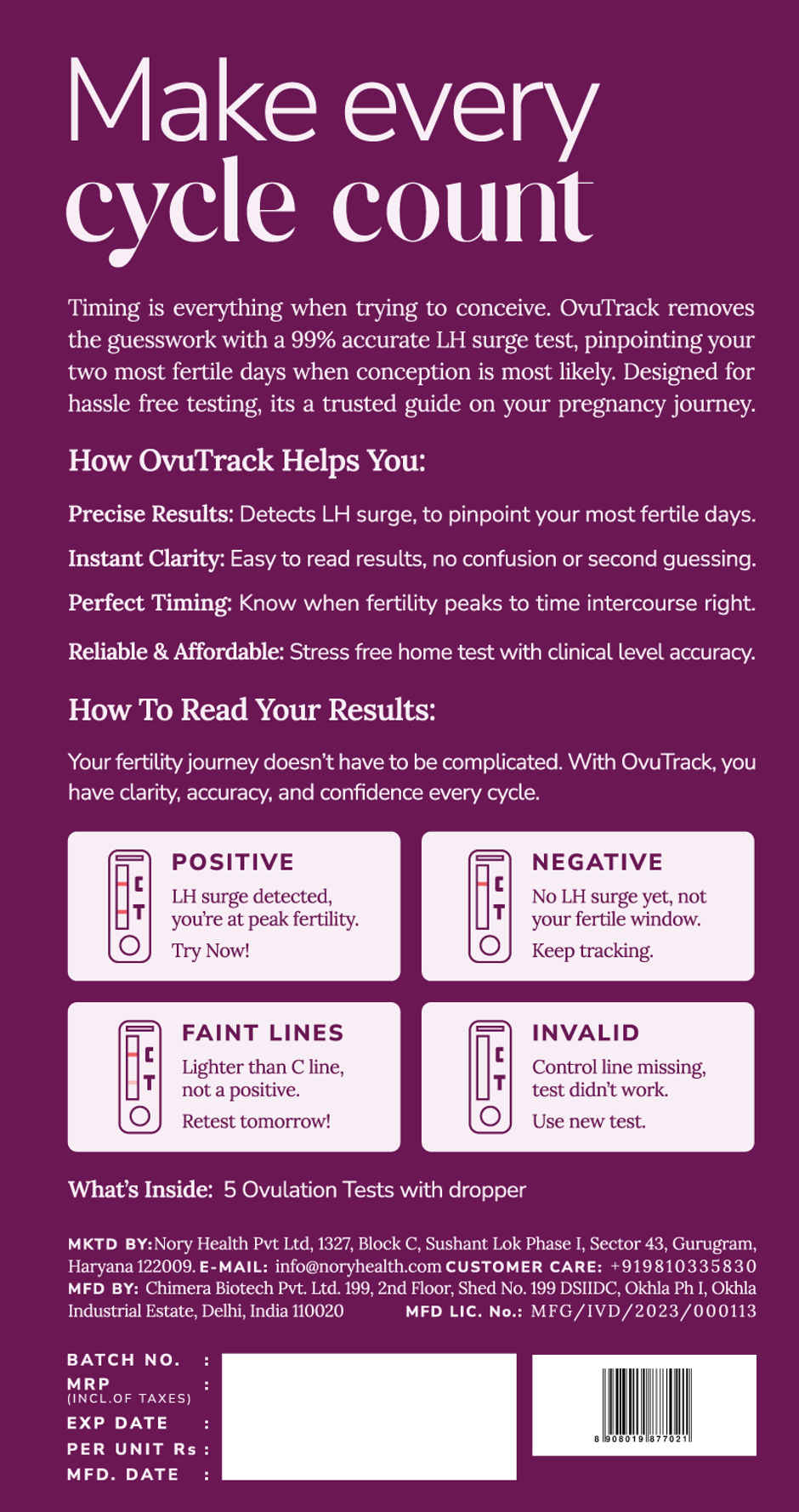 Nory For You Ovutrack Ovulation Detection Test Kit