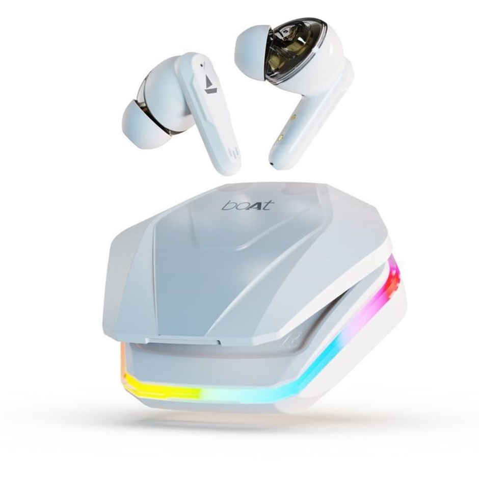 boAt Immortal 161 TWS Earbuds for Gaming w/ 40H Playtime, BEAST Mode & RGB LEDs (White Sabre)