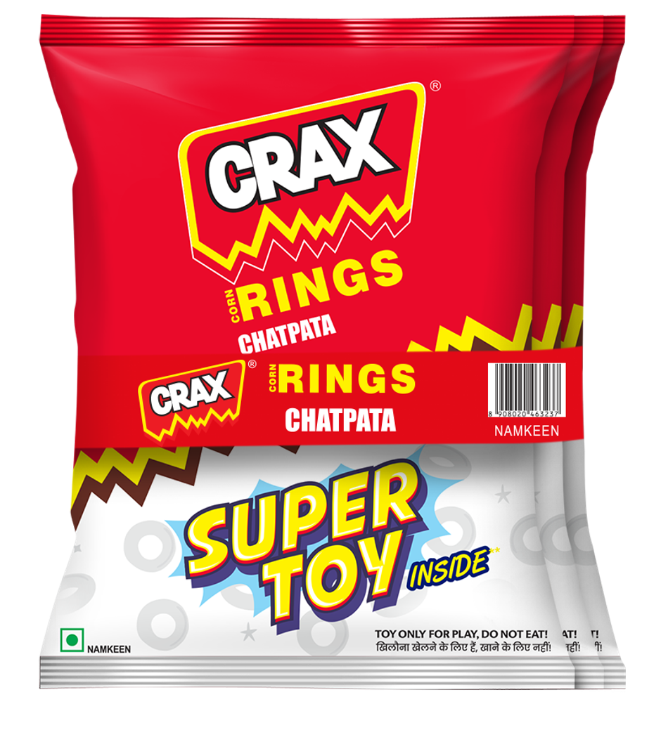 Crax Corn Rings Chatpata Masala Puff Snacks With Super Toys - Combo of 3
