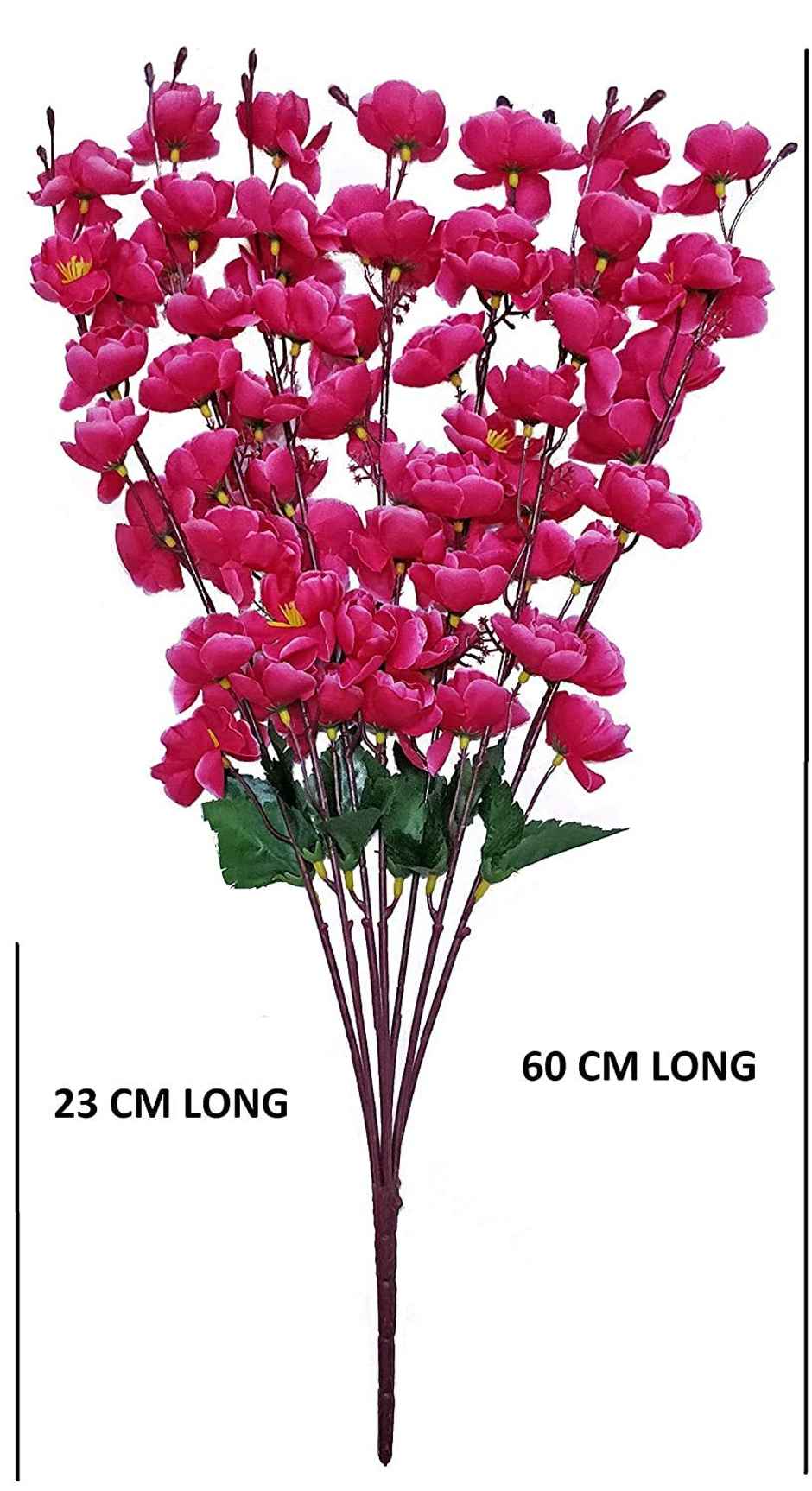 Well Art Galley Artificial Flowers For Home Decoration Cherry Blossom- Dark Pink, 7 Branches