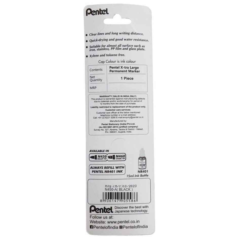 Pentel N450 Permanent Marker Bullet Tip Single Black Ink