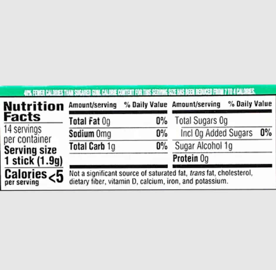 Trident Spearmint Gum (Sugar Free) 1 pack (14 sticks)