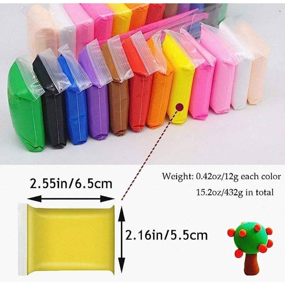 Fablue 12 Pcs Dry Colors Clay Toy for Kids - Creative Art and DIY Crafts Toy Clay for Kids