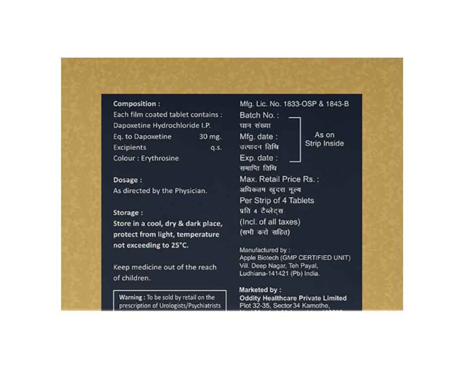 Bold Care Dapoxetine 30 Tablet