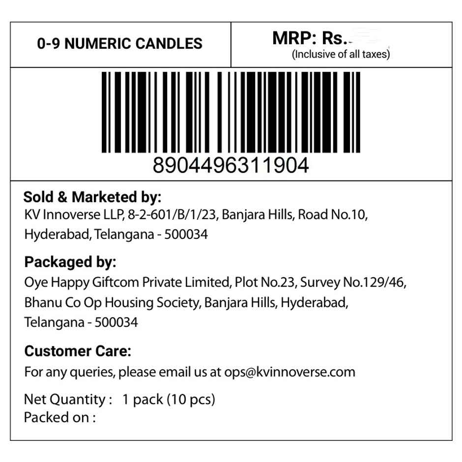Birthday Number Candles 0-9 Set for Cake Decoration | Propcon