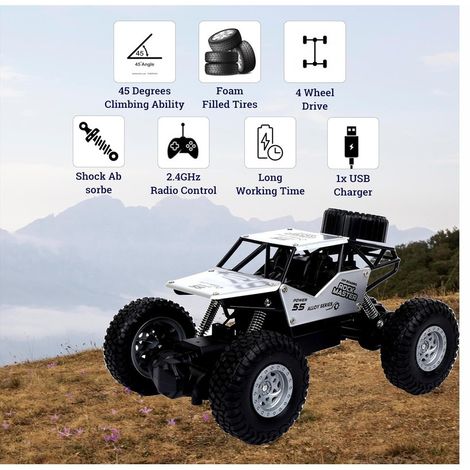 Fablue Rock Crawler Remote Control Car For Kids - Off Road Car Toy For Kids