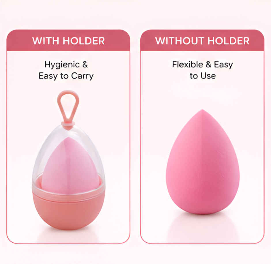 Bronson Professional Beauty Blender Sponge With Holder Case For Liquid, Cream, Powder Mix Color