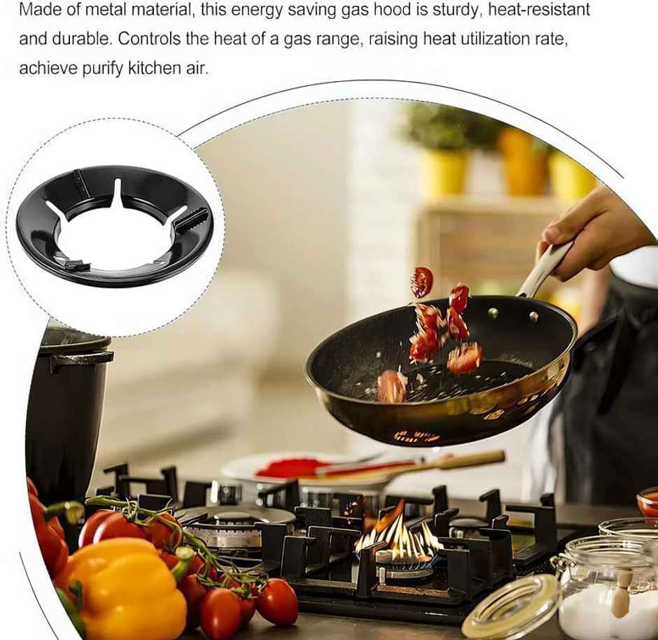 Clazkit Gas Saver Metal Jali With 4-Legs Support | Black