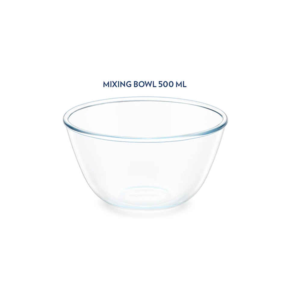 Borosil Mixing Bowl Set With Lid (500 ml) | Borosilicate Glass | Microwave Oven Safe
