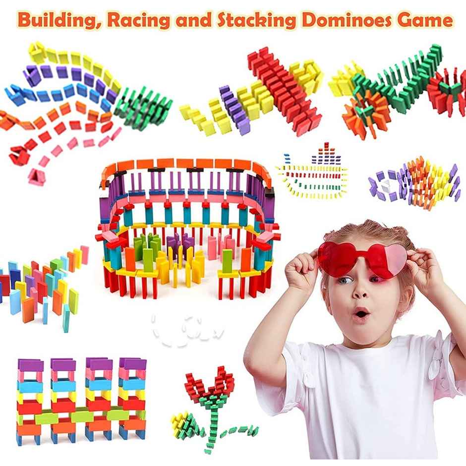 Fablue 100 Pcs Colorful Domino Block Set for Kids - Learning and Educational Toy for Kids 