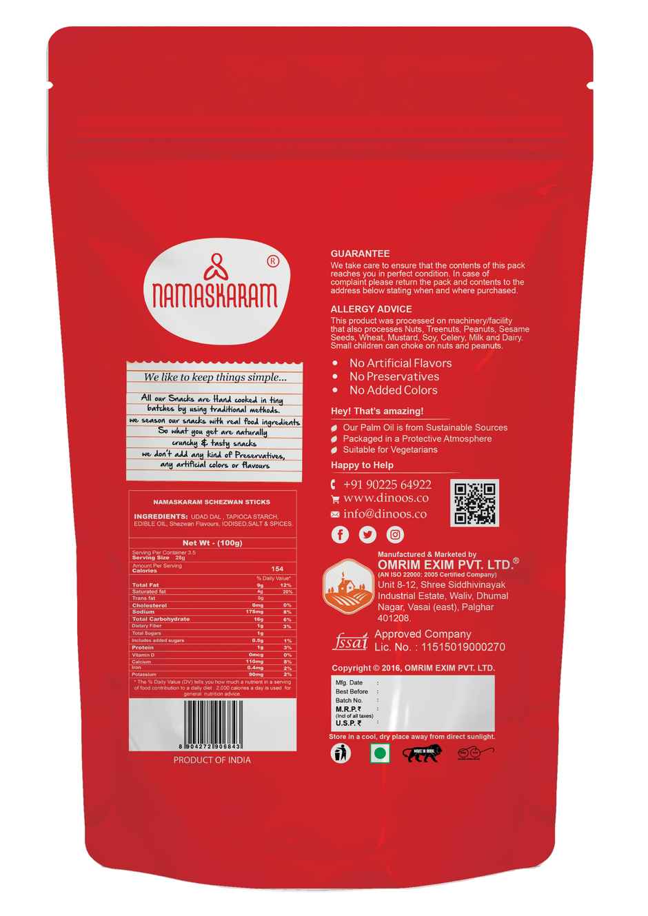 Namaskaram Schezwan Sticks