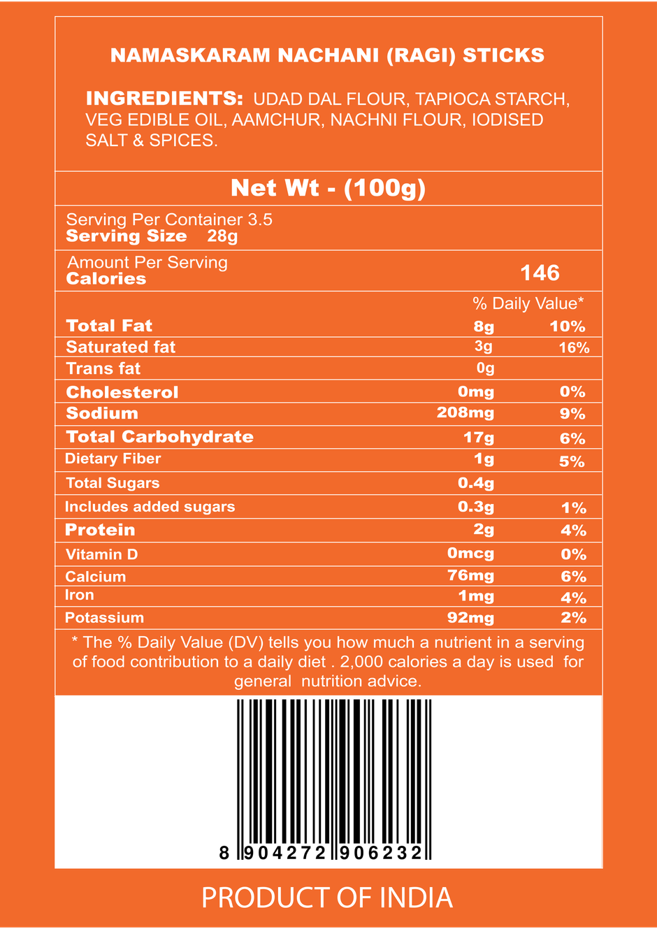 Namaskaram Nachani (Ragi) Sticks