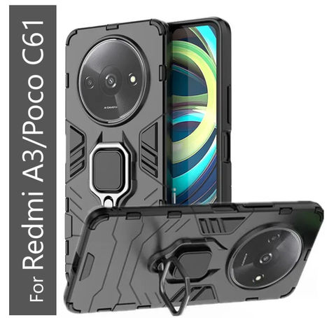 Kwine Case Redmi A3 / Poco C61 Back Cover - Ring Holder Stand Case