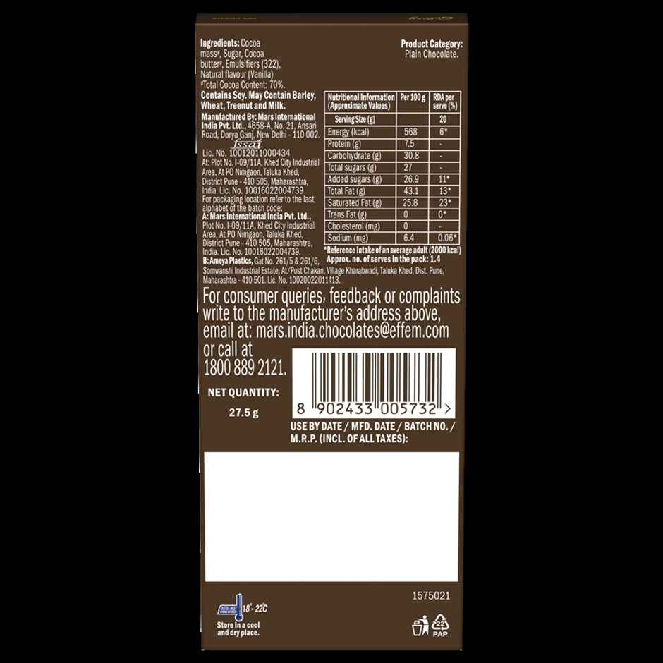 Galaxy Fusions Silky Smooth Dark Chocolate Bar, Made with 70% Cocoa Combo