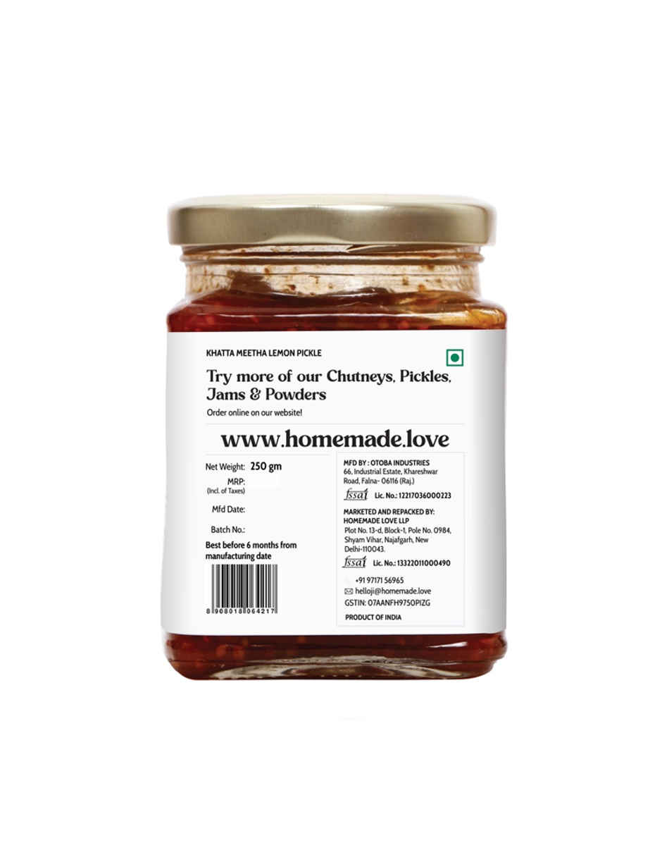 Homemade Love- Khatta Meetha Lemon Pickle