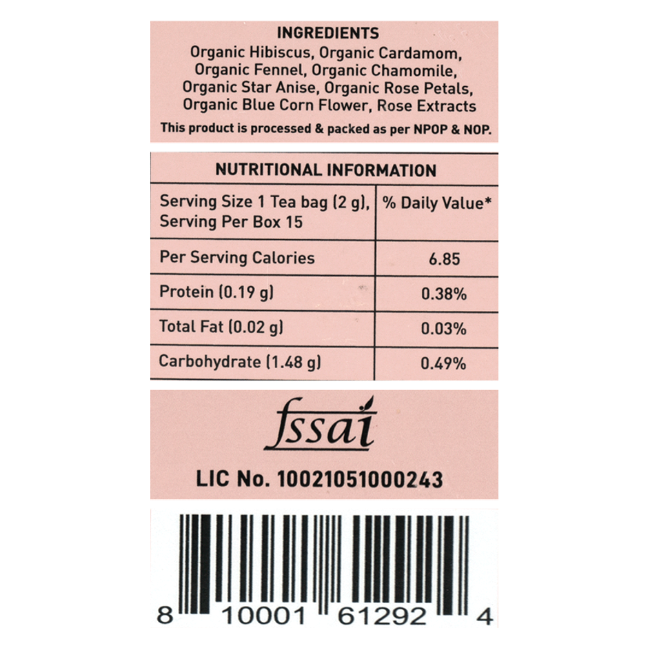 Vahdam Organic Hibiscus Rose 15 Herbal Tea - Nourishing, Hydrating, Calming & Fragrant Rose
