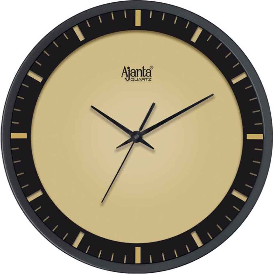 Ajanta Analog 30 cm x 29 cm Wall Clock | Gold | With Glass | Standard