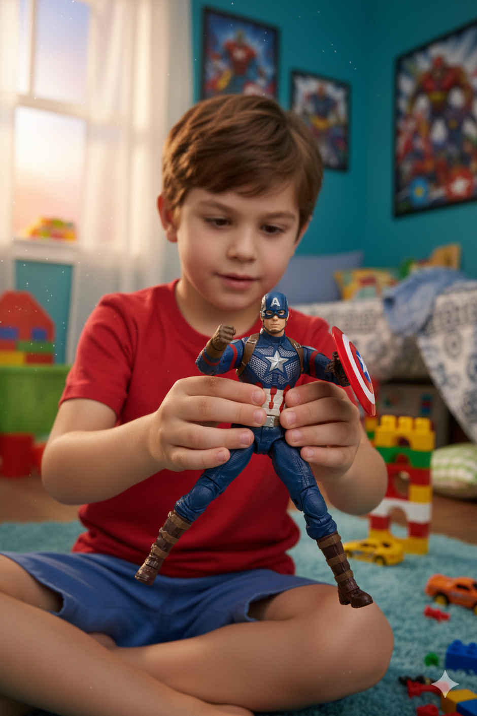 Striders Marvel Avengers Captain America Action Figure Strong Build With Plastic Display Holder