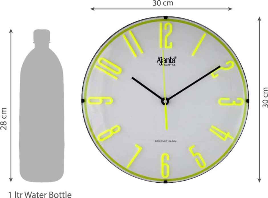 Ajanta Analog 30 cm x 30 cm Wall Clock | Green | With Glass | Standard