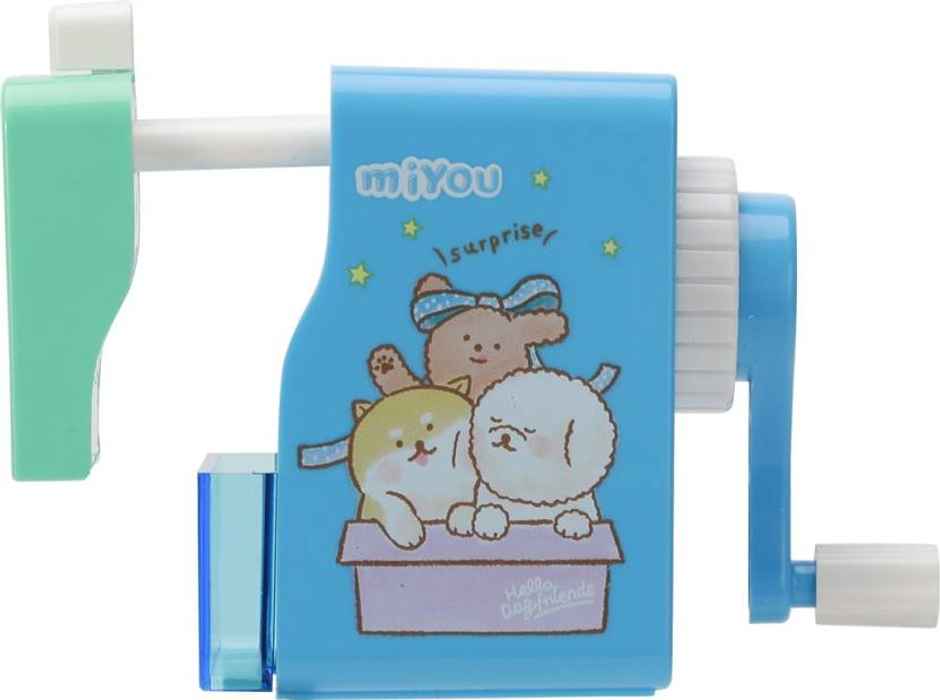 Deli Rotary Pencil Sharpener, Steel Blade, Blue or Pink Body Color