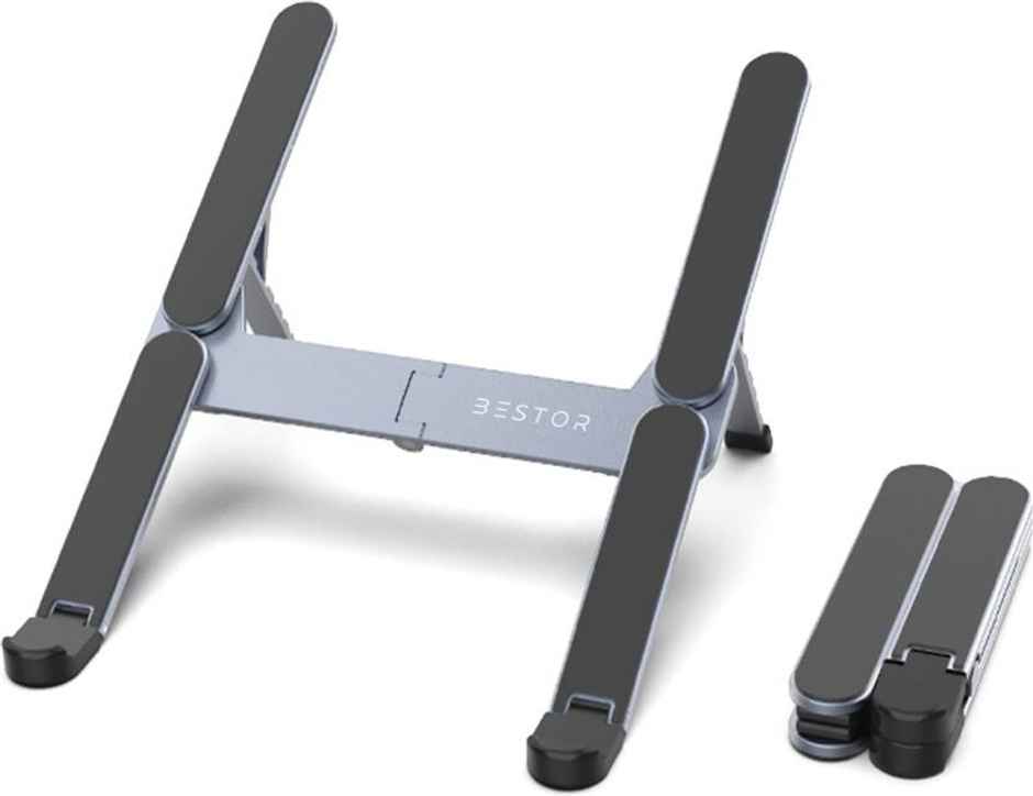 Bestor H-Shape Laptop Stand Compact Aluminum For Desk Built-In Damping Shaft,6-Levels Adjustable