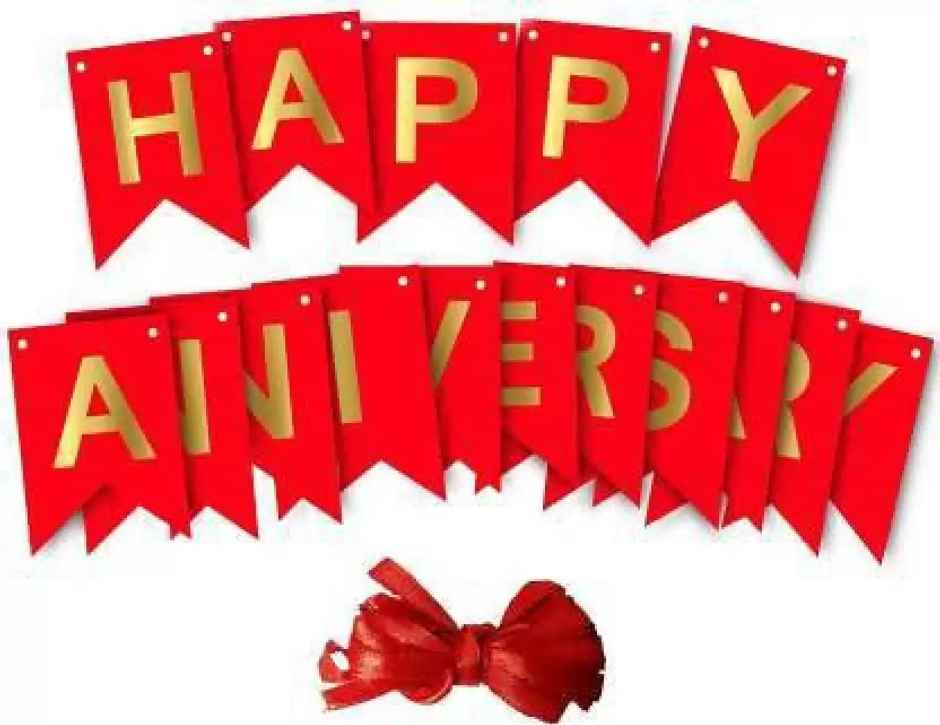 Happy Anniversary Banner | Wedding Marriage Anniversary Party Decor | Red | Hemito