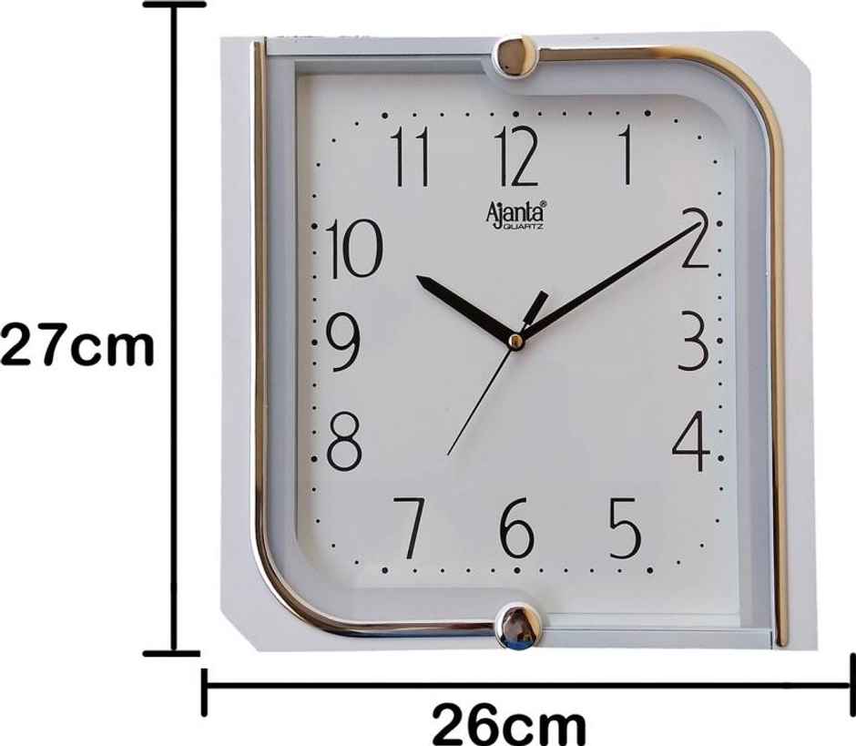 Ajanta Analog 27 cm x 26 cm Wall Clock | White | With Glass | Standard