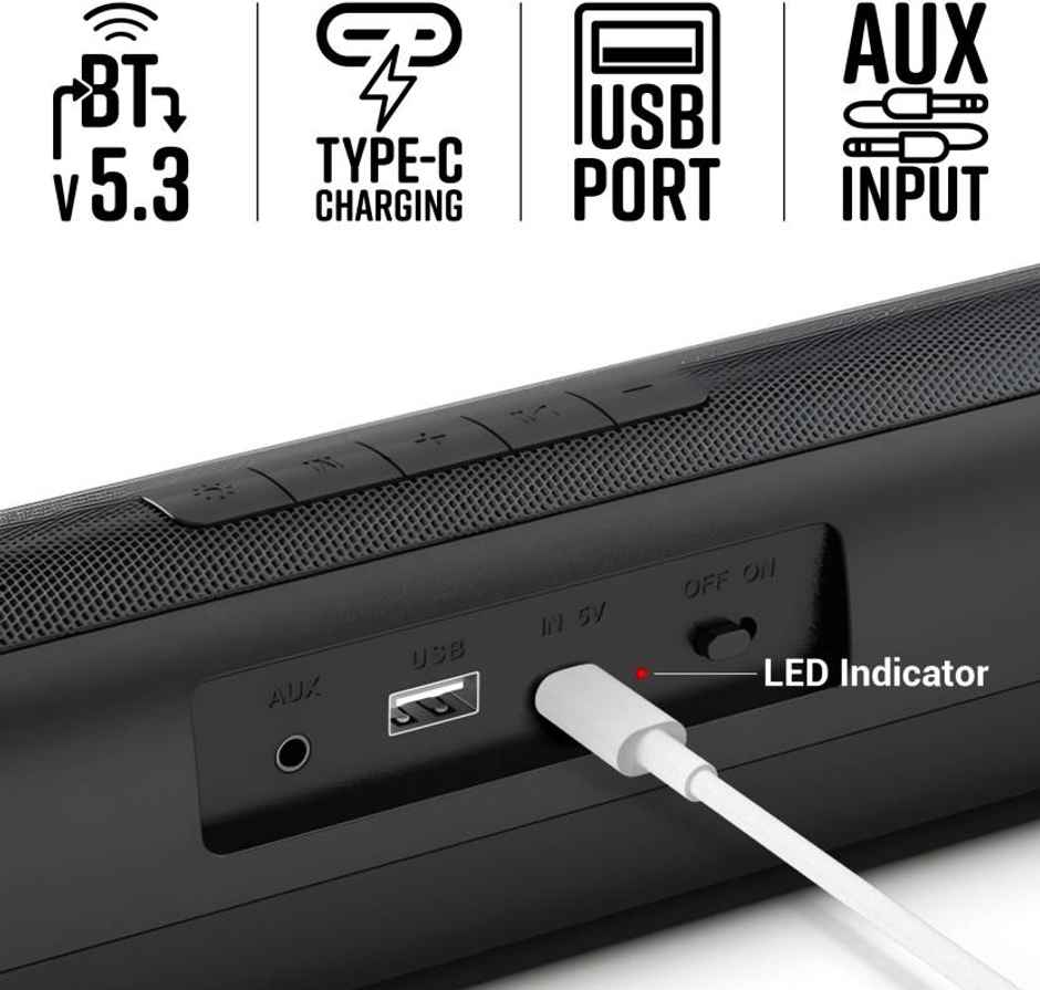 Zebronics Vita Bar 200 Compact BT Soundbar with 24W RMS Output, Multicolor LED, upto 8hr Backup and TWS mode